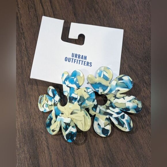 Urban Outfitters Jewelry - NWT $17 Urban Outfitters Blue Green Floral Funky Earrings